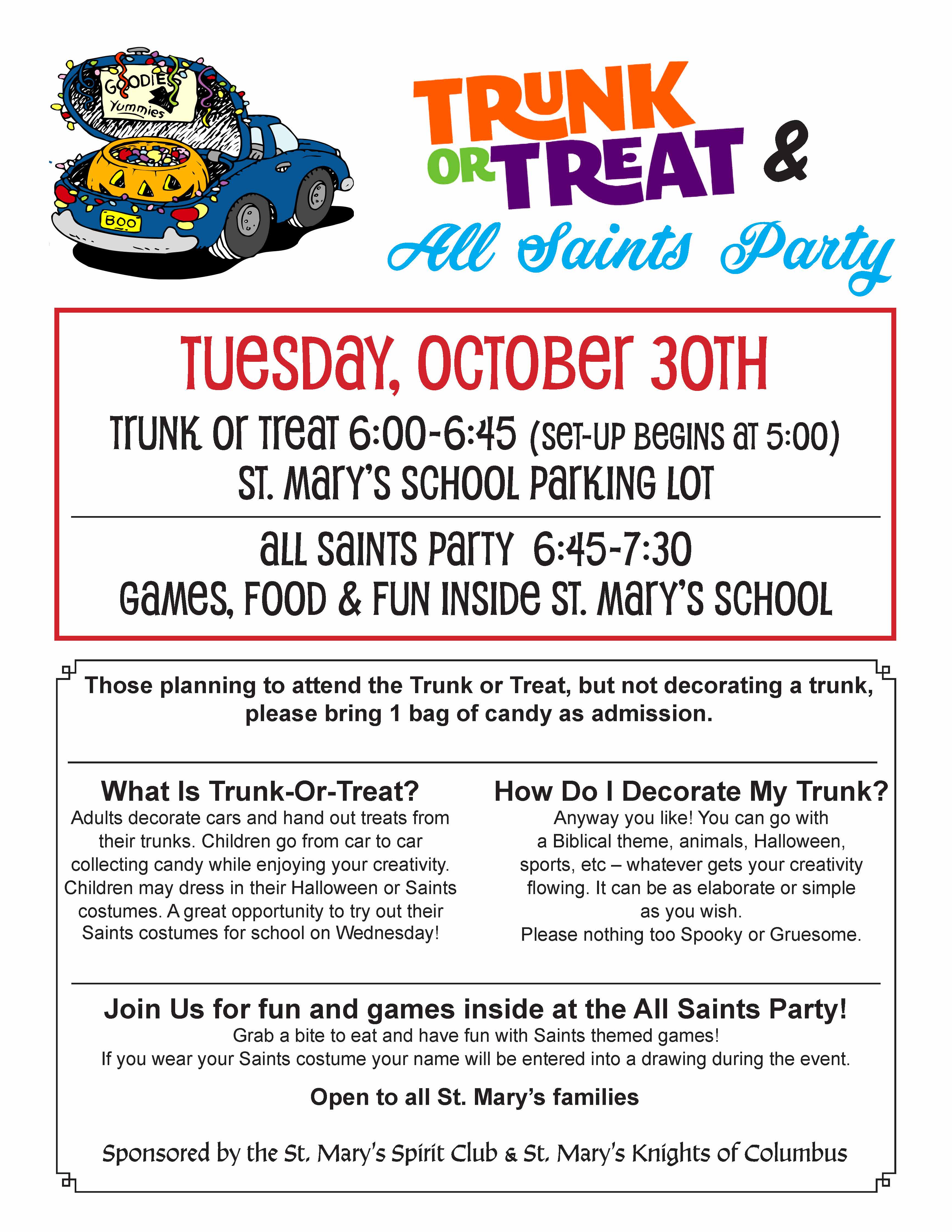 Aquinas St Mary S Catholic Schools Trunk Or Treat 2018